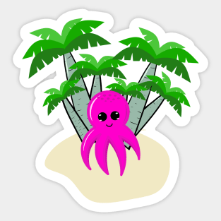 cute squid on the beach. Sticker